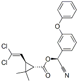 alpha-cyano-3-phenoxybenzyl [1S-[1alpha(R*),3beta]]-3-(2,2-dichlorovinyl)-2,2-dimethylcyclopropanecarboxylate Structure