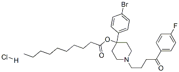 4-(4-bromophenyl)-1-[4-(4-fluorophenyl)-4-oxobutyl]-4-piperidyl decanoate hydrochloride Structure