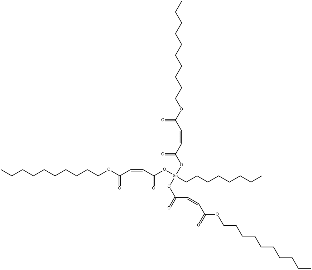 (2Z,9Z)-6-[[(Z)-4-デシルオキシ-1,4-ジオキソ-2-ブテニル]オキシ]-6-オクチル-4,8-ジオキソ-5,7-ジオキサ-6-スタンナ-2,9-ウンデカジエン二酸ジデシル 化学構造式