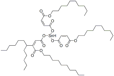 (2Z,9Z)-6-[[(Z)-4-デシルオキシ-1,4-ジオキソ-2-ブテニル]オキシ]-6-ドデシル-4,8-ジオキソ-5,7-ジオキサ-6-スタンナ-2,9-ウンデカジエン二酸ジデシル 化学構造式