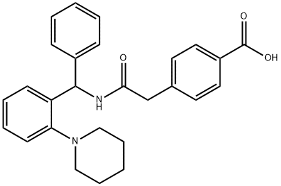 4-[2-オキソ-2-[[フェニル[2-(1-ピペリジニル)フェニル]メチル]アミノ]エチル]安息香酸 化学構造式