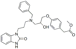 4-[3-[[3-[(2,3-ジヒドロ-2-オキソ-1H-ベンゾイミダゾール)-1-イル]プロピル]ベンジルアミノ]-2-ヒドロキシプロピルオキシ]ベンゼン酢酸メチル 化学構造式