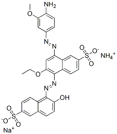 ammonium sodium 8-[(4-amino-3-methoxyphenyl)azo]-6-ethoxy-5-[(2-hydroxy-6-sulphonatonaphthyl)azo]naphthalene-2-sulphonate Structure
