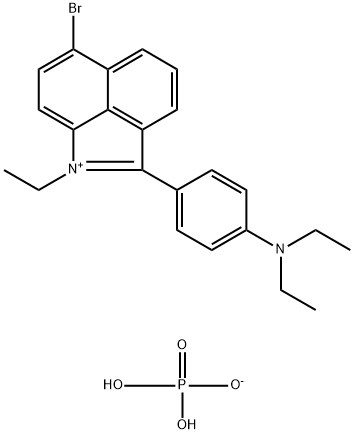 6-bromo-2-[4-(diethylamino)phenyl]-1-ethylbenz[cd]indolium dihydrogen phosphate 结构式