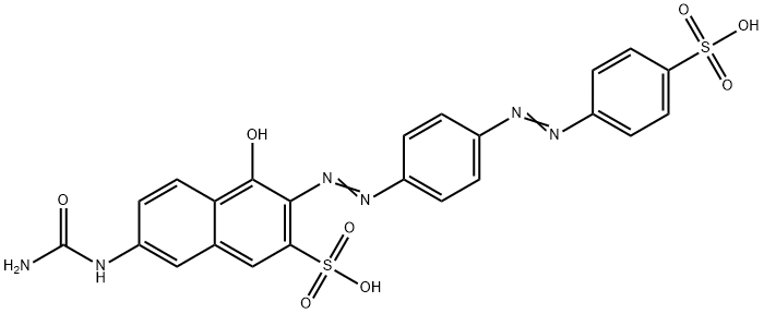 7-[(アミノカルボニル)アミノ]-4-ヒドロキシ-3-[[4-[(4-スルホフェニル)アゾ]フェニル]アゾ]-2-ナフタレンスルホン酸 化学構造式