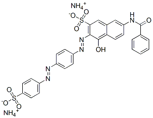 diammonium 7-benzamido-4-hydroxy-3-[[4-[(4-sulphonatophenyl)azo]phenyl]azo]naphthalene-2-sulphonate Structure
