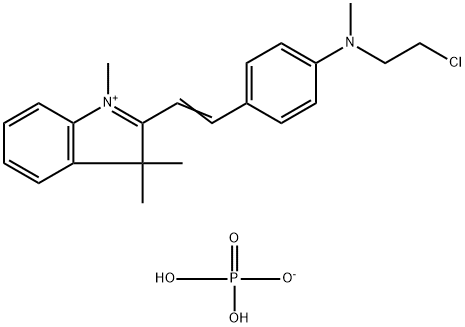 2-[2-[4-[(2-クロロエチル)メチルアミノ]フェニル]エテニル]-1,3,3-トリメチル-3H-インドリウム·二水素ホスファート 化学構造式