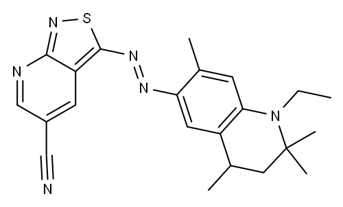 3-[(1-ethyl-1,2,3,4-tetrahydro-2,2,4,7-tetramethyl-6-quinolyl)azo]isothiazolo[3,4-b]pyridine-5-carbonitrile Struktur