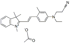 2-[2-[4-[(2-シアノエチル)エチルアミノ]-2-メチルフェニル]エテニル]-1,3,3-トリメチル-3H-インドリウム・アセタート 化学構造式