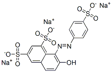 trisodium 7-hydroxy-8-[(4-sulphonatophenyl)azo]naphthalene-1,3-disulphonate Structure