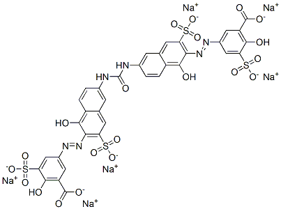 3,3'-[カルボニルビス[イミノ[1-ヒドロキシ-3-[(ソジオオキシ)スルホニル]-6,2-ナフタレンジイル]アゾ]]ビス[6-ヒドロキシ-5-[(ソジオオキシ)スルホニル]安息香酸ナトリウム] 化学構造式