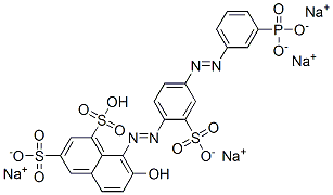 tetrasodium hydrogen 7-hydroxy-8-[[4-[(3-phosphonatophenyl)azo]-2-sulphonatophenyl]azo]naphthalene-1,3-disulphonate Structure