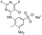 3-アミノ-5-(5-クロロ-2,6-ジフルオロピリミジン-4-イルアミノ)-4-メチルベンゼンスルホン酸ナトリウム 化学構造式