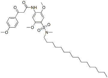 N-[4-[ヘキサデシル(メチル)アミノスルホニル]-2,5-ジメトキシフェニル]-4-メトキシ-β-オキソベンゼンプロピオンアミド 化学構造式