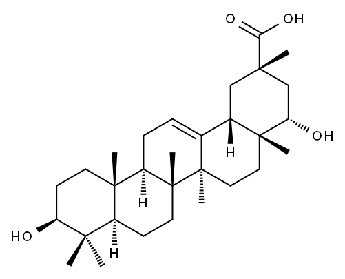 3β,22α-ジヒドロキシオレアナ-12-エン-29-酸 化学構造式