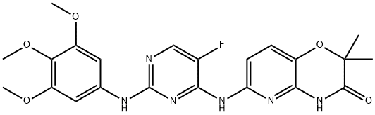 6-[[5-フルオロ-2-[(3,4,5-トリメトキシフェニル)アミノ]-4-ピリミジニル]アミノ]-2,2-ジメチル-2H-ピリド[3,2-B]-1,4-オキサジン-3(4H)-オン