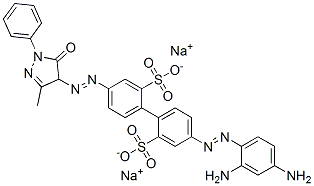 disodium 4-[(2,4-diaminophenyl)azo]-4'-[(4,5-dihydro-3-methyl-5-oxo-1-phenyl-1H-pyrazol-4-yl)azo][1,1'-biphenyl]-2,2'-disulphonate Structure