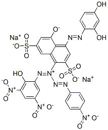 disodium 4-[(2,4-dihydroxyphenyl)azo]-5-hydroxynaphthalene-2,7-disulphonate, mono[(p-nitrophenyl)azo] mono[(2-hydroxy-3,5-dinitrophenyl)azo] derivative Structure