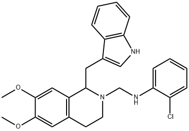 2(1H)-Isoquinolinemethanamine, 3,4-dihydro-N-(2-chlorophenyl)-6,7-dime thoxy-1-(1H-indol-3-ylmethyl)- Structure