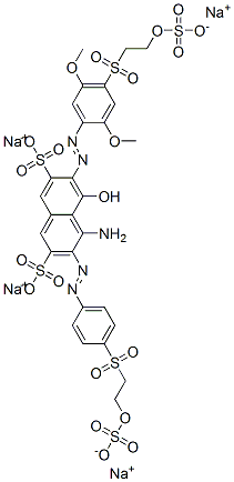 4-アミノ-6-[[2,5-ジメトキシ-4-[[2-[(ソジオスルホ)オキシ]エチル]スルホニル]フェニル]アゾ]-5-ヒドロキシ-3-[[4-[[2-[(ソジオスルホ)オキシ]エチル]スルホニル]フェニル]アゾ]-2,7-ナフタレンジスルホン酸ジナトリウム 化学構造式