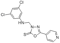 1,3,4-Oxadiazole-2(3H)-thione, 3-(((3,5-dichlorophenyl)amino)methyl)-5 -(4-pyridinyl)- 结构式