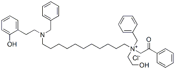 β-ヒドロキシ-N-(2-ヒドロキシエチル)-N-[11-[(2-ヒドロキシ-2-フェニルエチル)(フェニルメチル)アミノ]ウンデシル]-N-(フェニルメチル)ベンゼンエタンアミニウム・クロリド 化学構造式