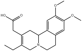 3-エチル-1,6,7,11b-テトラヒドロ-9,10-ジメトキシ-4H-ベンゾ[a]キノリジン-2-酢酸 化学構造式