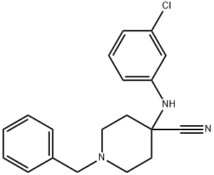 1-benzyl-4-[(3-chlorophenyl)amino]piperidine-4-carbonitrile 结构式
