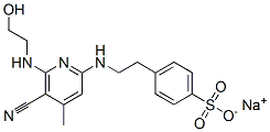 Benzenesulfonic acid, 4-[2-[[5-cyano-6-[(2-hydroxyethyl)amino]-4-methyl-2-pyridinyl]amino]ethyl]-, monosodium salt Structure