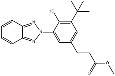 Benzenepropanoic acid, 3-(2H-benzotriazol-2-yl)-5-(1,1-dimethylethyl)-4-hydroxy-, methyl ester Structure