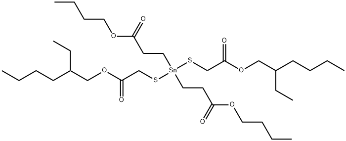 2-ethylhexyl 4,4-bis(3-butoxy-3-oxopropyl)-10-ethyl-7-oxo-8-oxa-3,5-dithia-4-stannatetradecanoate 结构式