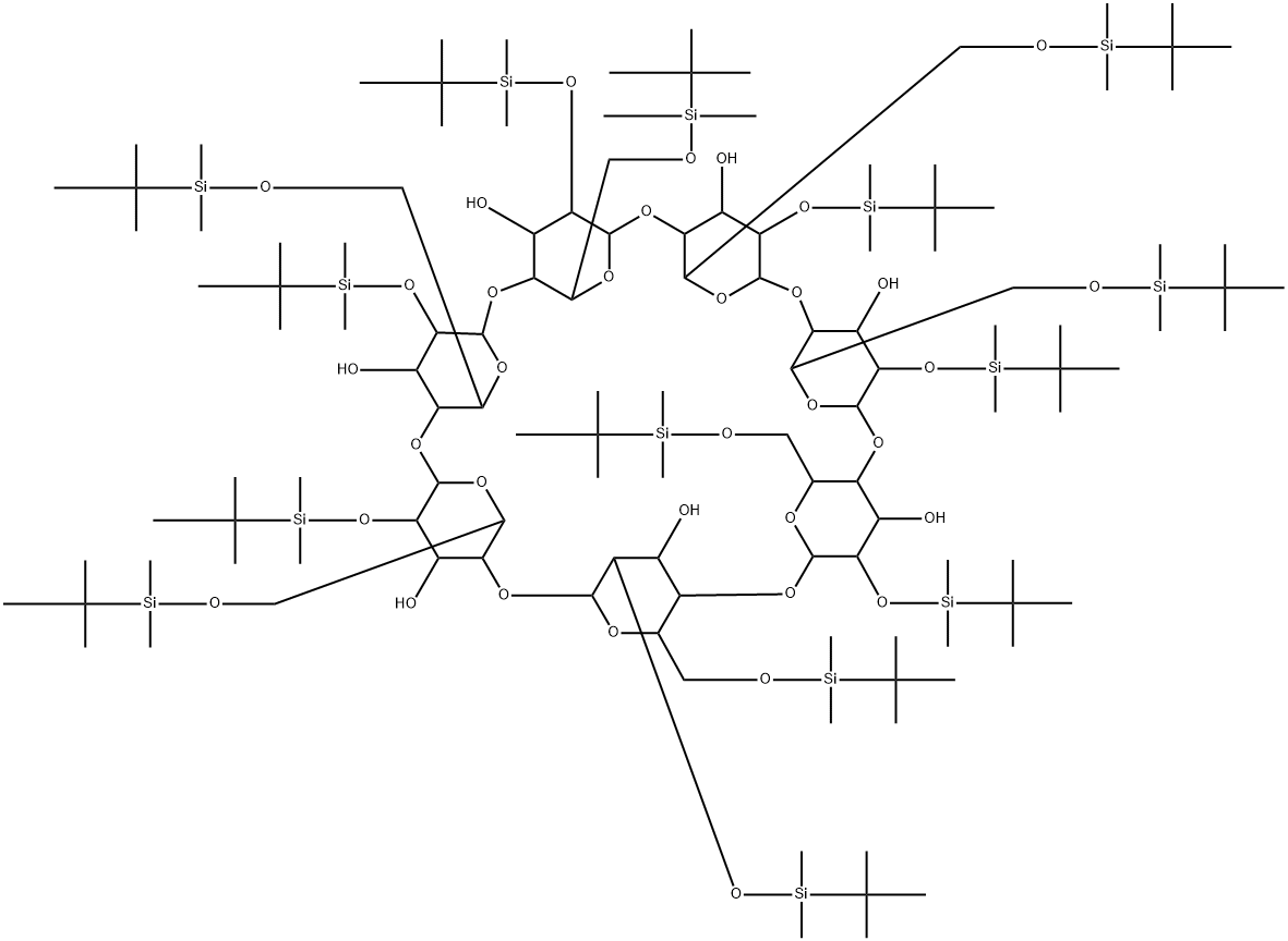 七(2,6-二-O-叔丁基二甲基硅烷基)-BETA-环糊精, 84346-53-2, 结构式
