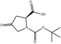 N-(tert-ブトキシカルボニル)-4-オキソ-L-プロリン 化学構造式