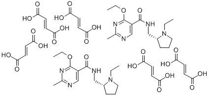 5-Pyrimidinecarboxamide, 4-ethoxy-N-((1-ethyl-2-pyrrolidinyl)methyl)-2 -methyl-, fumarate (2:5), (R)-(+)- Structure