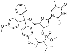 5'-O-(4,4'-DIMETHOXYTRITYL)-2'-DEOXYTHYMIDINE-3'-(METHYL-N,N-DIISOPROPYL)PHOSPHORAMIDITE Structure