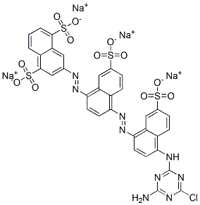 tetrasodium 3-[[4-[[4-[(4-amino-6-chloro-1,3,5-triazin-2-yl)amino]-7-sulphonato-1-naphthyl]azo]-7-sulphonato-1-naphthyl]azo]naphthalene-1,5-disulphonate Structure