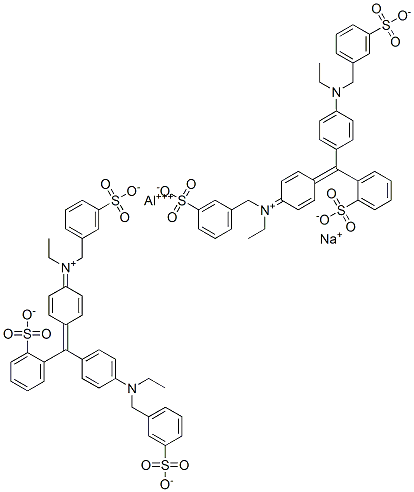 dihydrogen (ethyl)[4-[4-[ethyl(3-sulphonatobenzyl)amino]-2'-sulphonatobenzhydrylidene]cyclohexa-2,5-dien-1-ylidene](3-sulphonatobenzyl)ammonium, aluminium sodium salt Struktur