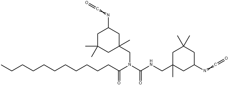 N-[(5-isocyanato-1,3,3-trimethylcyclohexyl)methyl]-N-[N-[(5-isocyanato-1,3,3-trimethylcyclohexyl)methyl]carbamoyl]lauramide 结构式