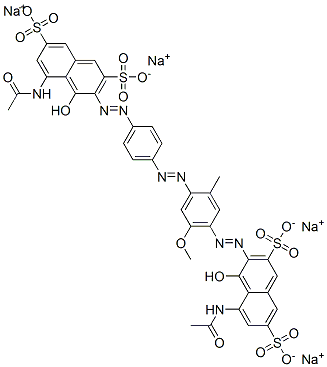 5-(アセチルアミノ)-3-[[4-[[4-[[8-(アセチルアミノ)-1-ヒドロキシ-3,6-ジ(ソジオスルホ)-2-ナフチル]アゾ]-5-メトキシ-2-メチルフェニル]アゾ]フェニル]アゾ]-4-ヒドロキシナフタレン-2,7-ジスルホン酸ジナトリウム 化学構造式
