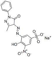 3-[[(4,5-ジヒドロ-3-メチル-5-オキソ-1-フェニル-1H-ピラゾール)-4-イル]アゾ]-4-ヒドロキシ-5-ニトロベンゼンスルホン酸ナトリウム 化学構造式