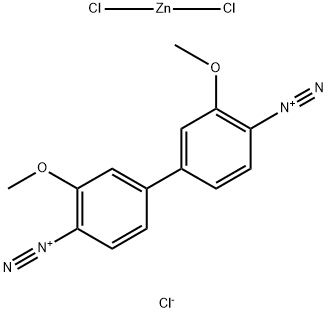 3,3′-ジメトキシ-1,1′-ビフェニル-4,4′-ジ(ジアゾニウム)/クロリド/亜鉛ジクロリド,(1:2:x) 化学構造式