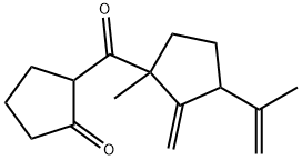 2-[[3-isopropenyl-1-methyl-2-methylenecyclopentyl]carbonyl]cyclopentan-1-one Struktur