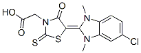 5-[(5-クロロ-1,3-ジヒドロ-1,3-ジメチル-2H-ベンゾイミダゾール)-2-イリデン]-4-オキソ-2-チオキソ-3-チアゾリジン酢酸 化学構造式