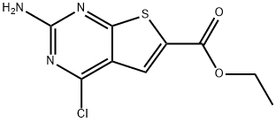 2-アミノ-4-クロロチエノ[2,3-D]-ピリミジン-6-カルボン酸エチル 化学構造式