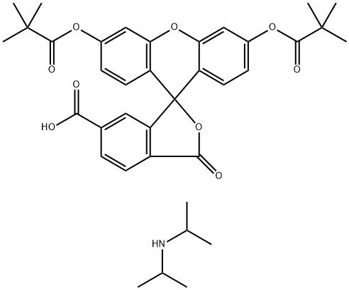 3',6'-Bis(2,2-diMethyl-1-oxopropoxy)-3-oxo-spiro[isobenzofuran-1(3H),9'-[9H]xanthene]-6-carboxylic Acid N-(1-Methylethyl)-2-propanaMine Structure