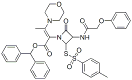 2-[[(4-メチルフェニル)スルホニル]チオ]-α-[1-(4-モルホリニル)エチリデン]-4-オキソ-3-[(フェノキシアセチル)アミノ]-1-アゼチジン酢酸ジフェニルメチル 化学構造式