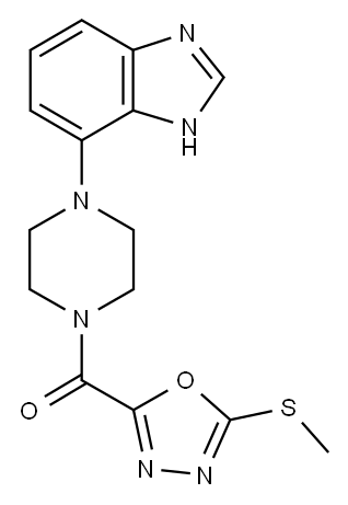 Piperazine, 1-(1H-benzimidazol-4-yl)-4-((5-(methylthio)-1,3,4-oxadiazo l-2-yl)carbonyl)- Struktur