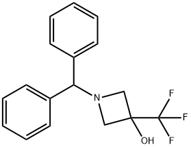 1-ベンズヒドリル-3-(トリフルオロメチル)アゼチジン-3-オール 化学構造式