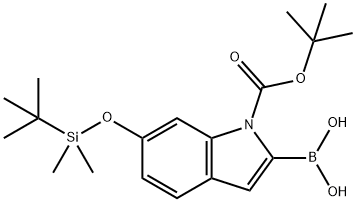 1H-Indole-1-carboxylic acid, 2-borono-6-[[(1,1-dimethylethyl)dimethylsilyl]oxy]-, 1-(1,1-dimethylethyl) ester (9CI) Structure