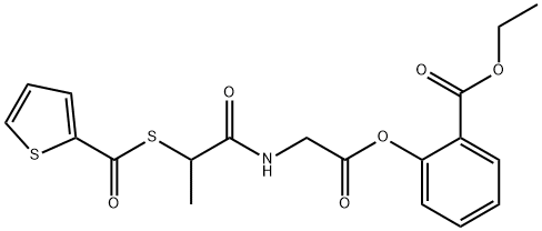 Glycine, N-(1-oxo-2-((2-thienylcarbonyl)thio)propyl)-, 2-(ethoxycarbon yl)phenyl ester Structure